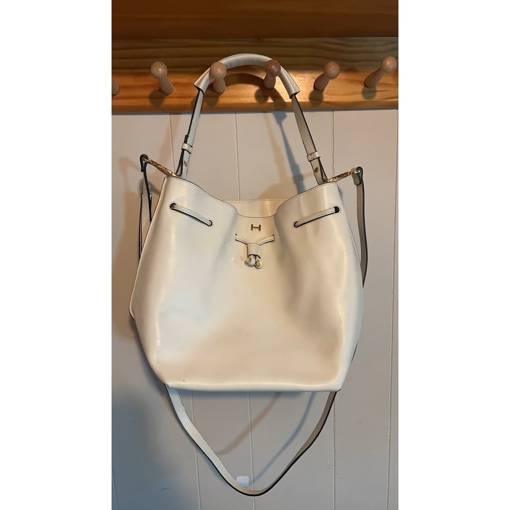 Vintage White Leather Bucket Bag H By Halston